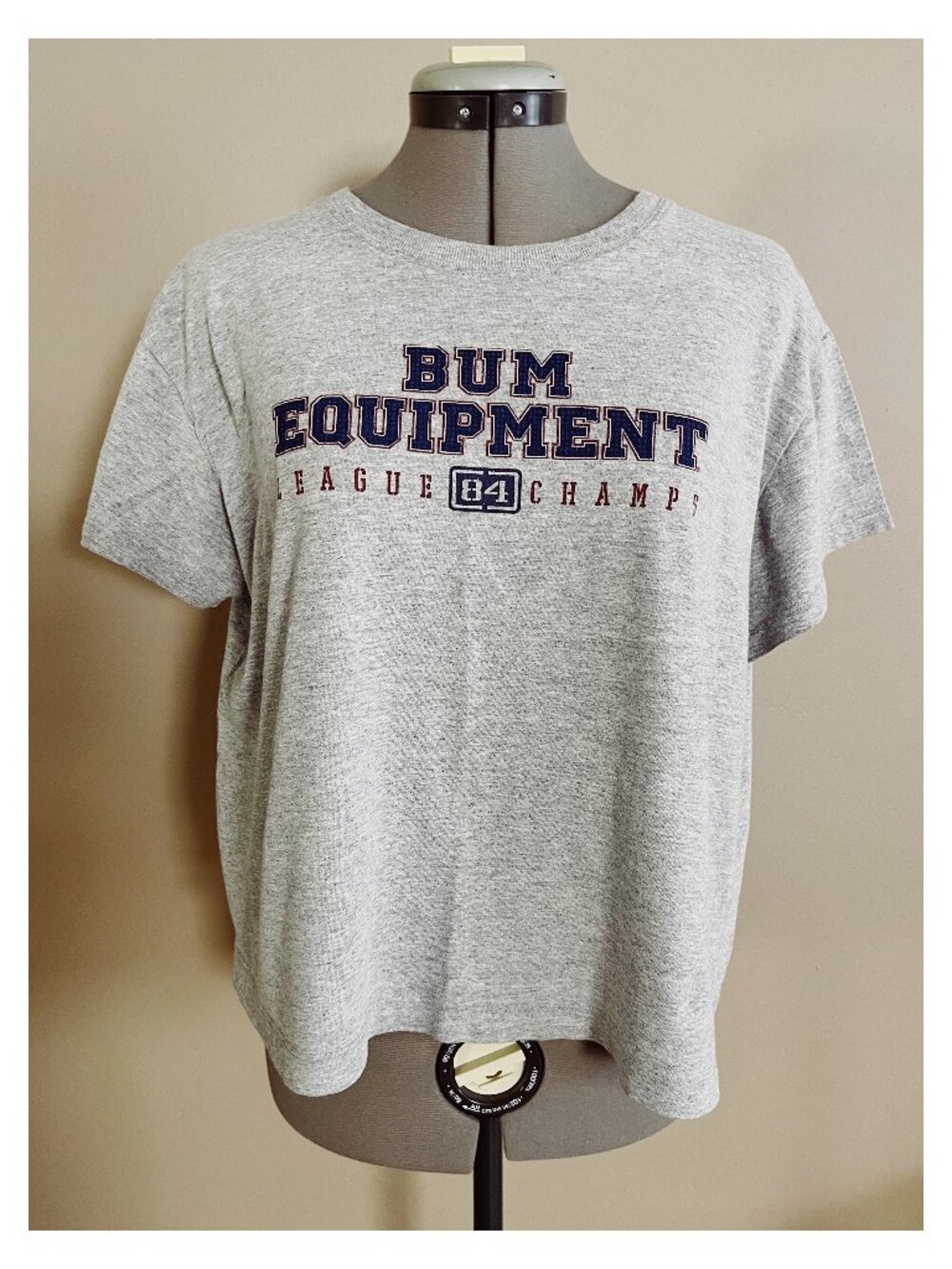 VTG 90s BUM Equipment Sz L Sporty Logo Cropped Tee Shirt